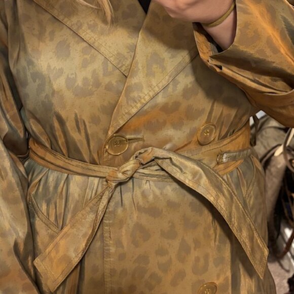 London Fog Metallic Animal Print Trench Coat - Picture 5 of 5